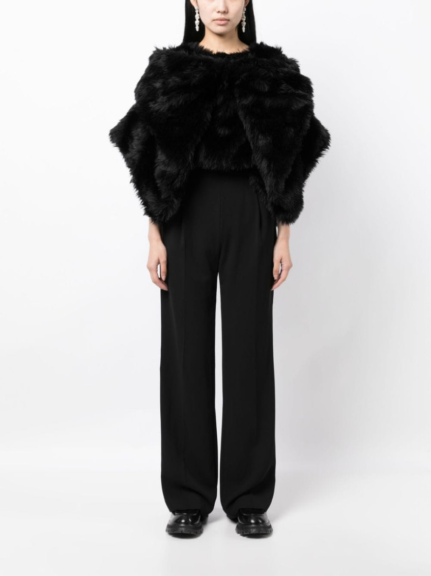 Black Faux fur cropped jacket