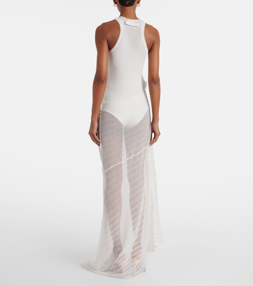 Gathered cotton-blend maxi dress