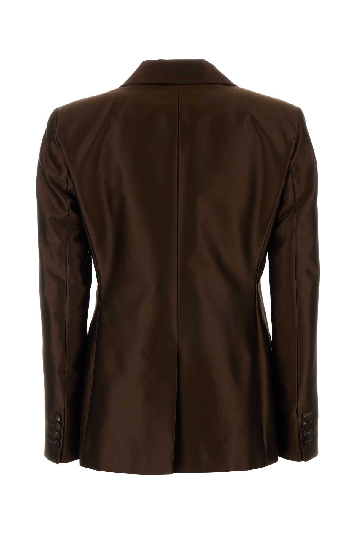 Mm Studio Chocolate Taffeta Peccati Blazer