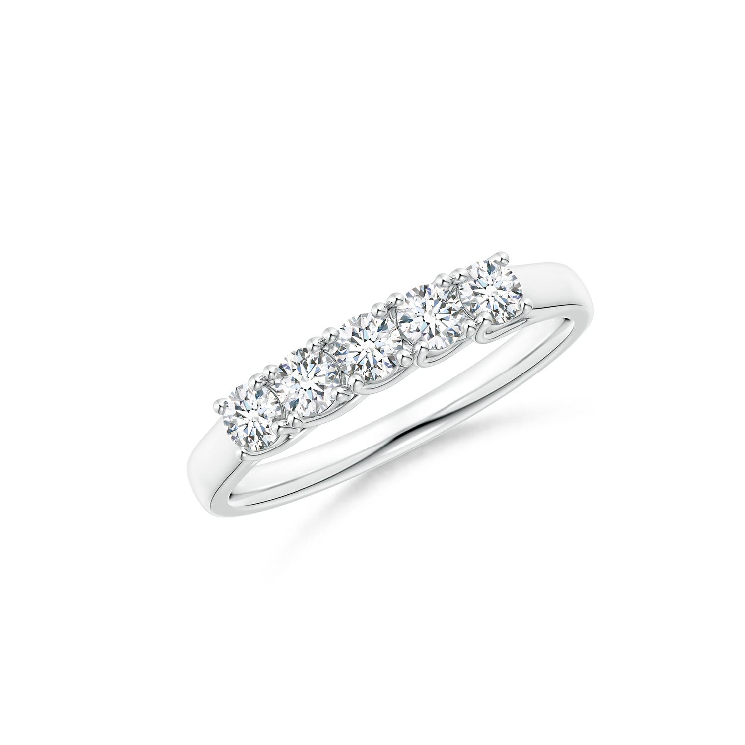 Angara 0.43 CTW Lab-Grown Half Eternity Five Stone Diamond Wedding Ring in 18K White Gold