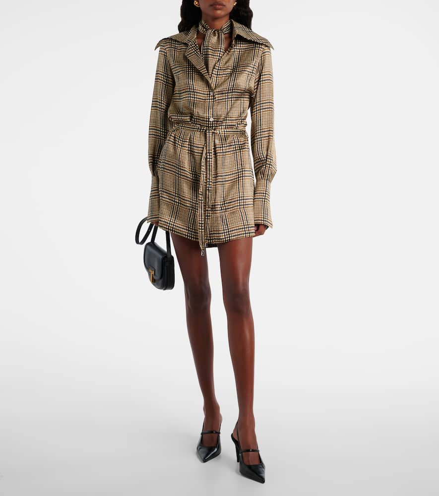 Prince of Wales check silk shirt dress