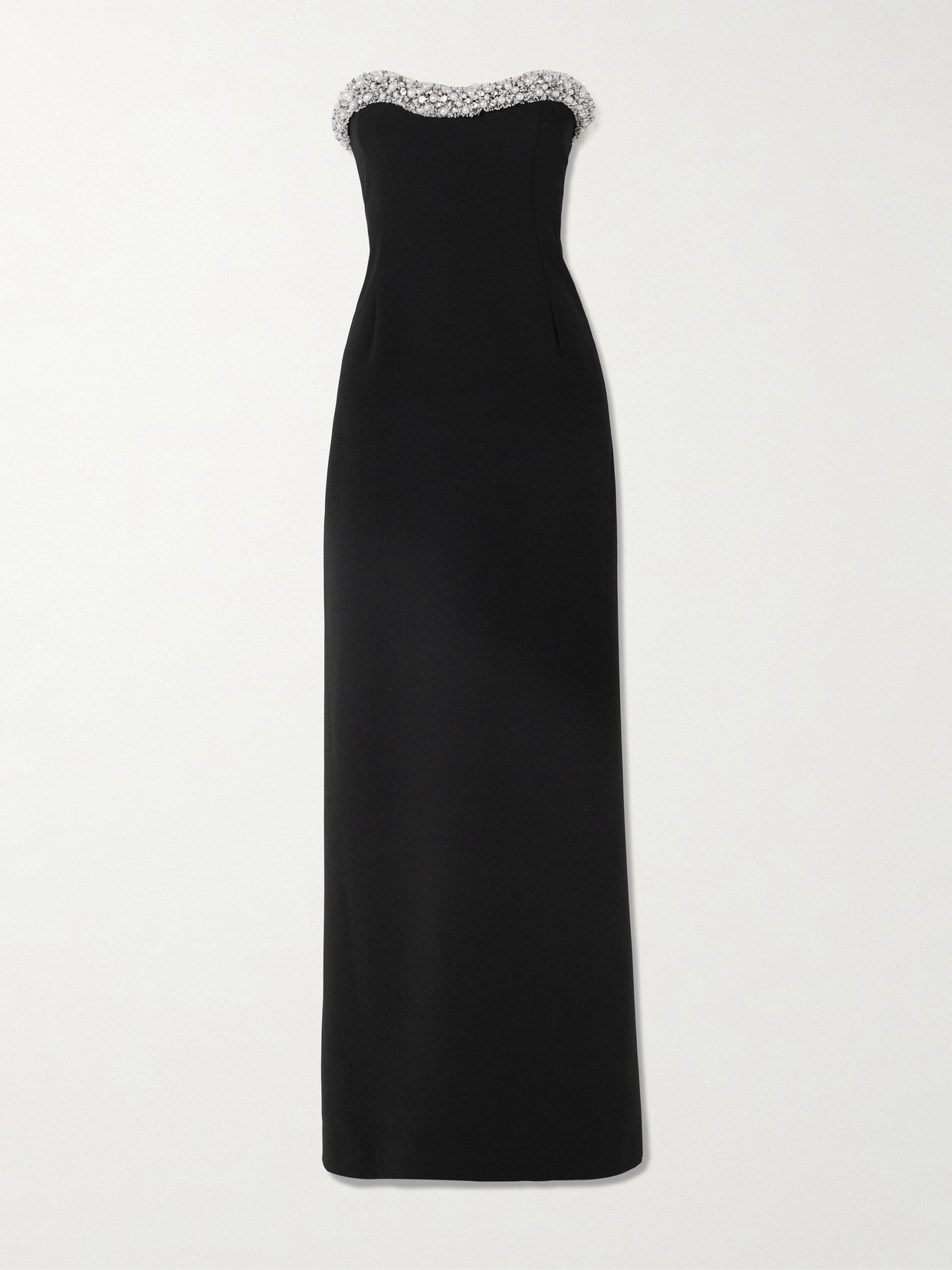 Riona Strapless Embellished Crepe Gown - Black