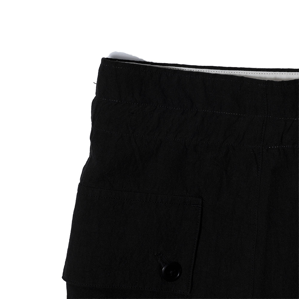 Linen Army Wide Trousers Black