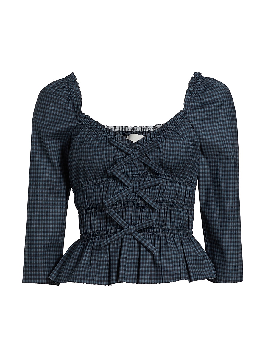 Women's Lauryn Gingham Peplum Top - Dark Slate Check