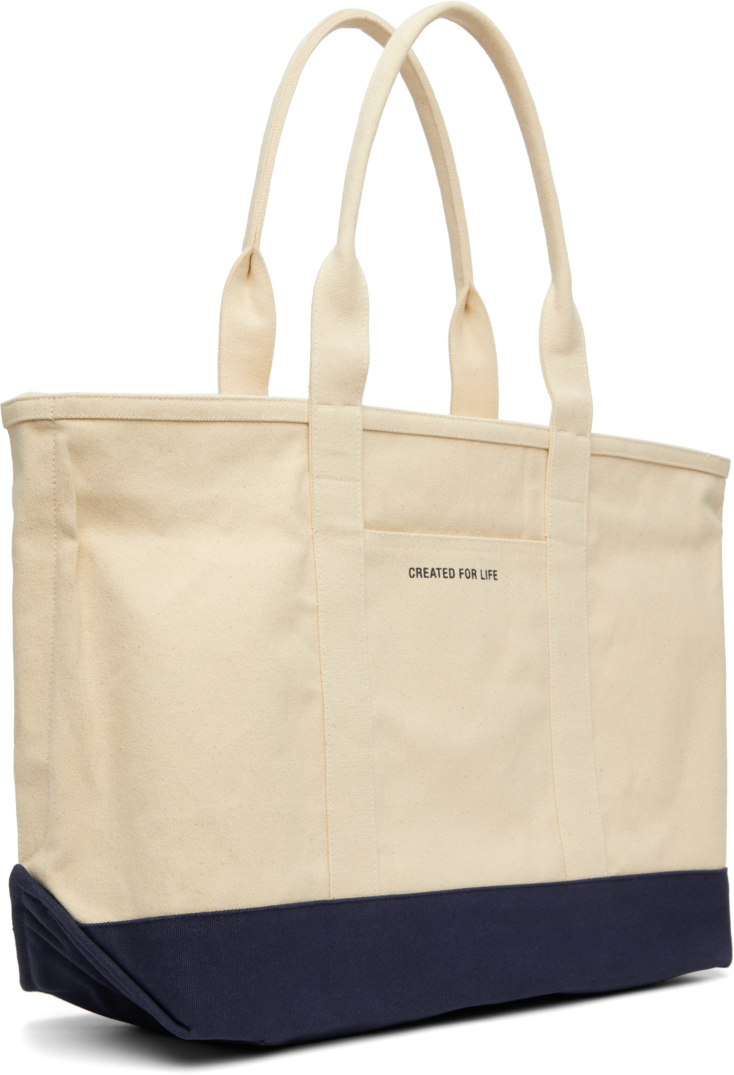 Off-White & Navy Stefan Cotton Canvas Tote