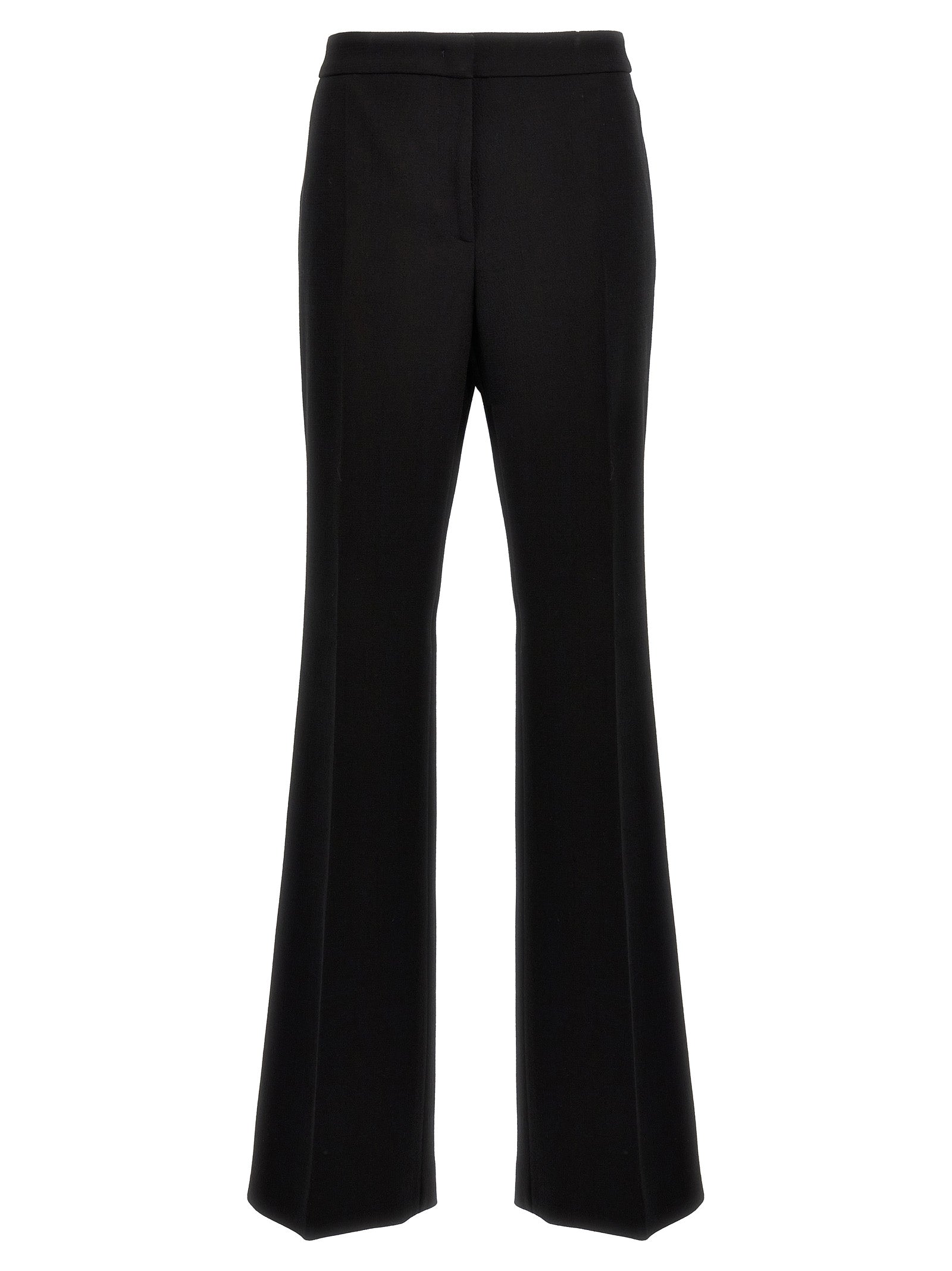 Wool Blend Crepe Trousers — Black