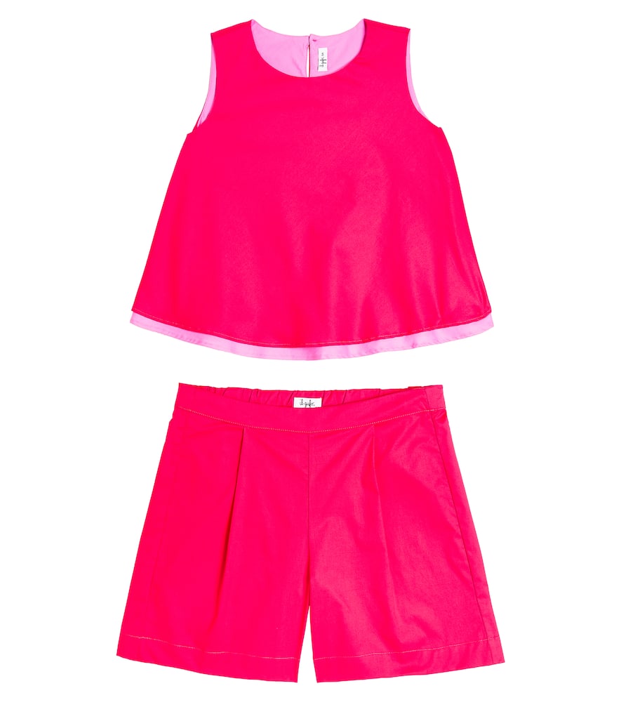 Cotton-blend top and shorts set