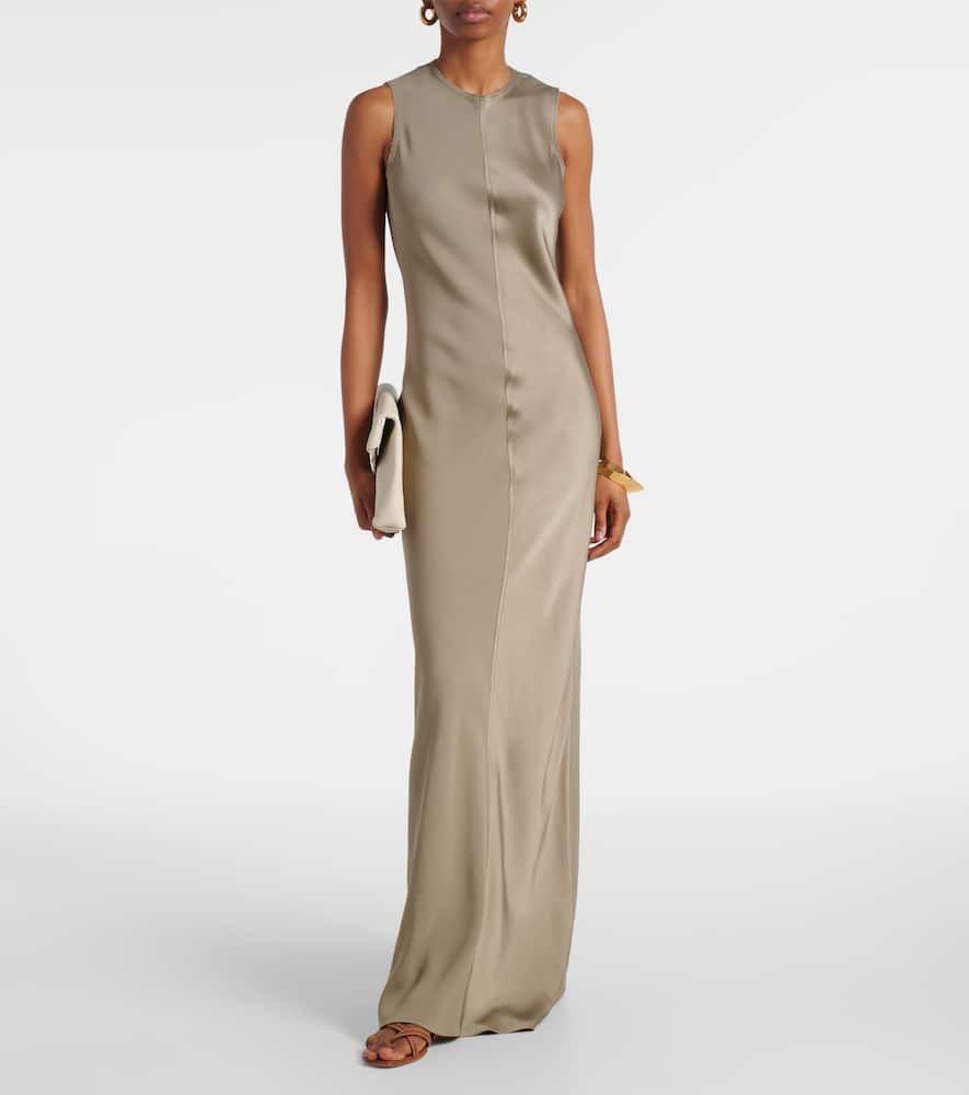 Paneled satin maxi dress