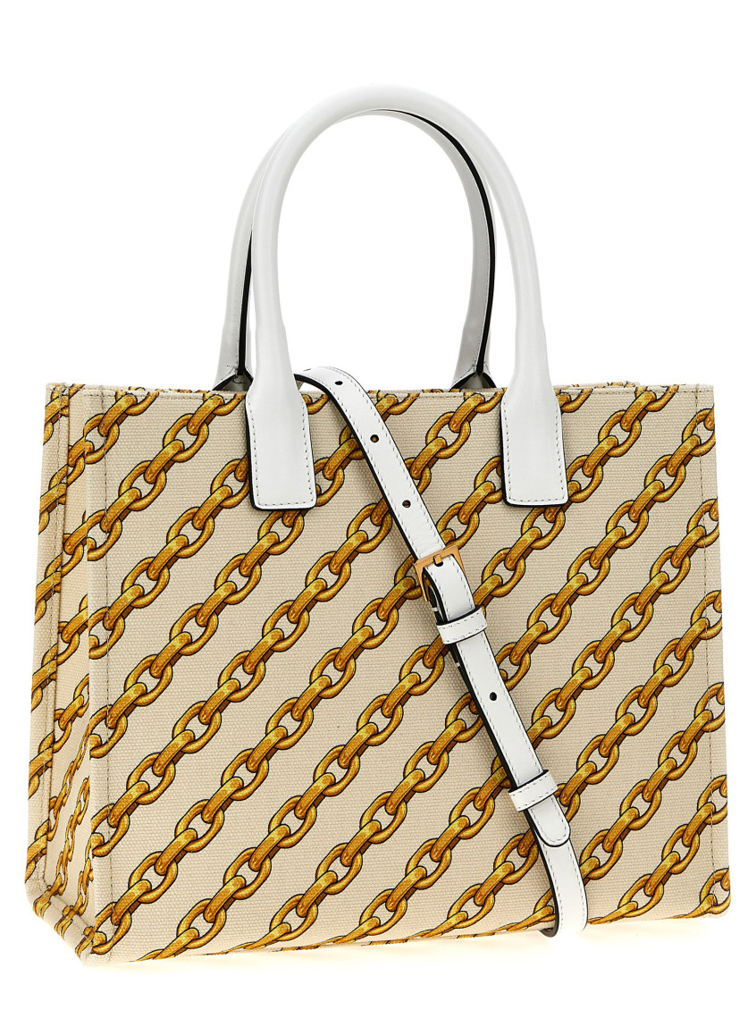 Printed Canvas Small Chain Stripes La Medusa Shopping Bag