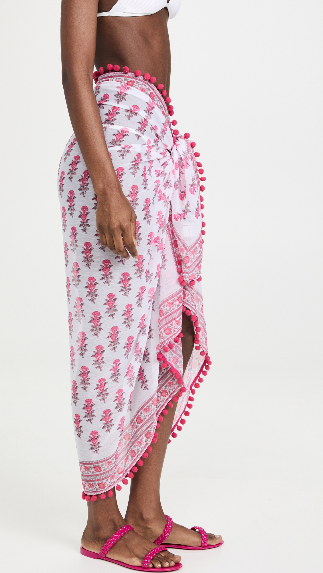 Border Print Sarong Pink One Size