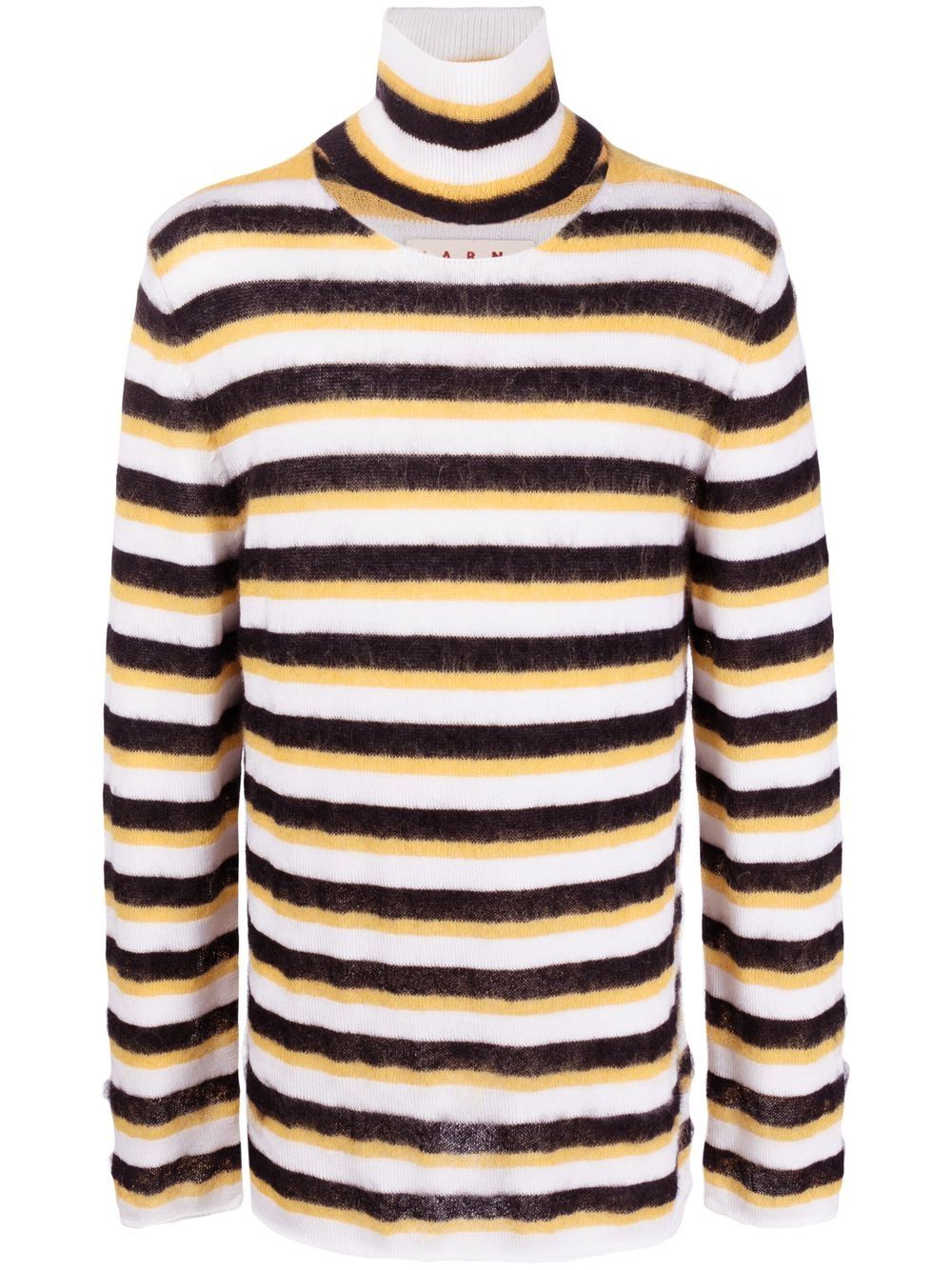 Striped roll-neck jumper - White