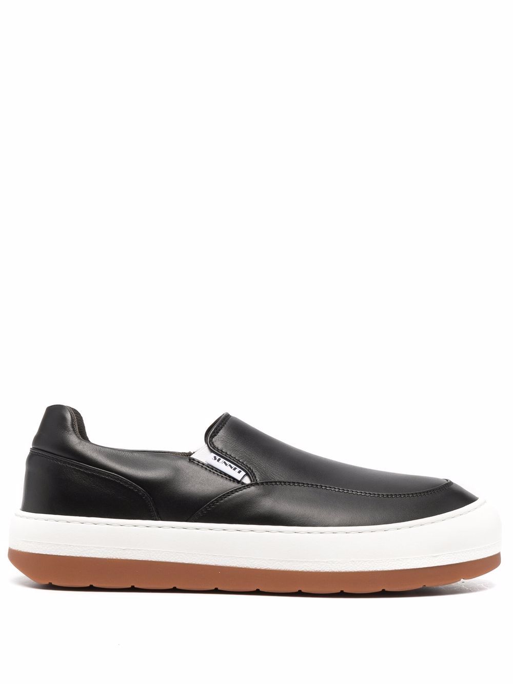 Panelled slip-on leather sneakers - Black