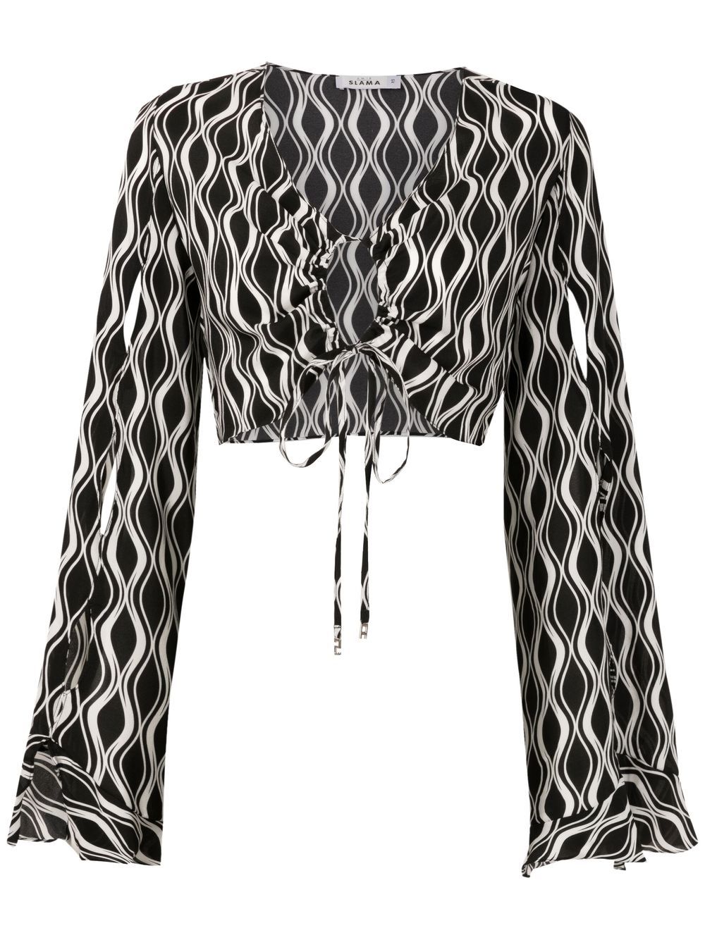 Cropped bell-sleeved blouse - Black