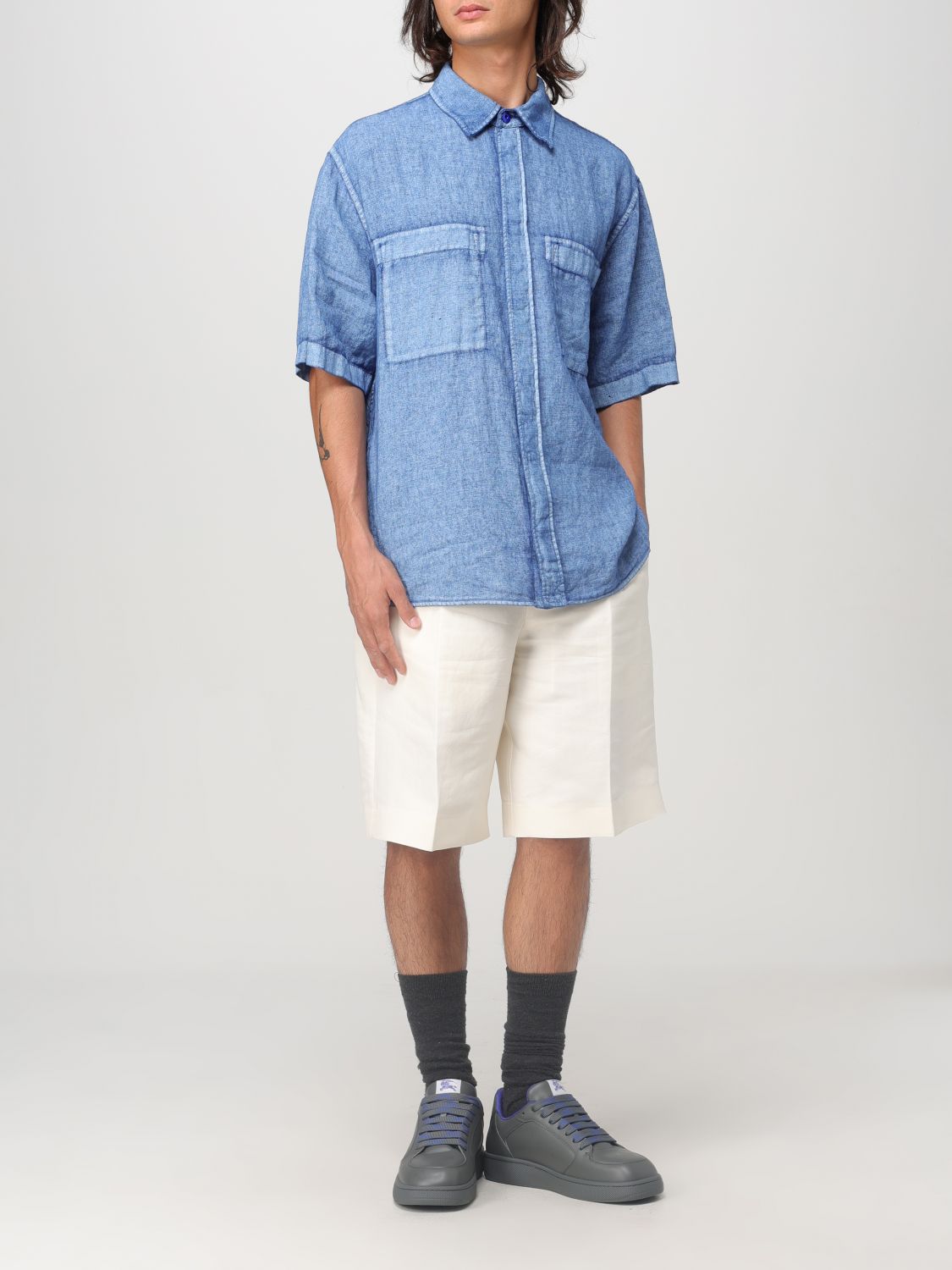 Tailored canvas shorts - Neutrals