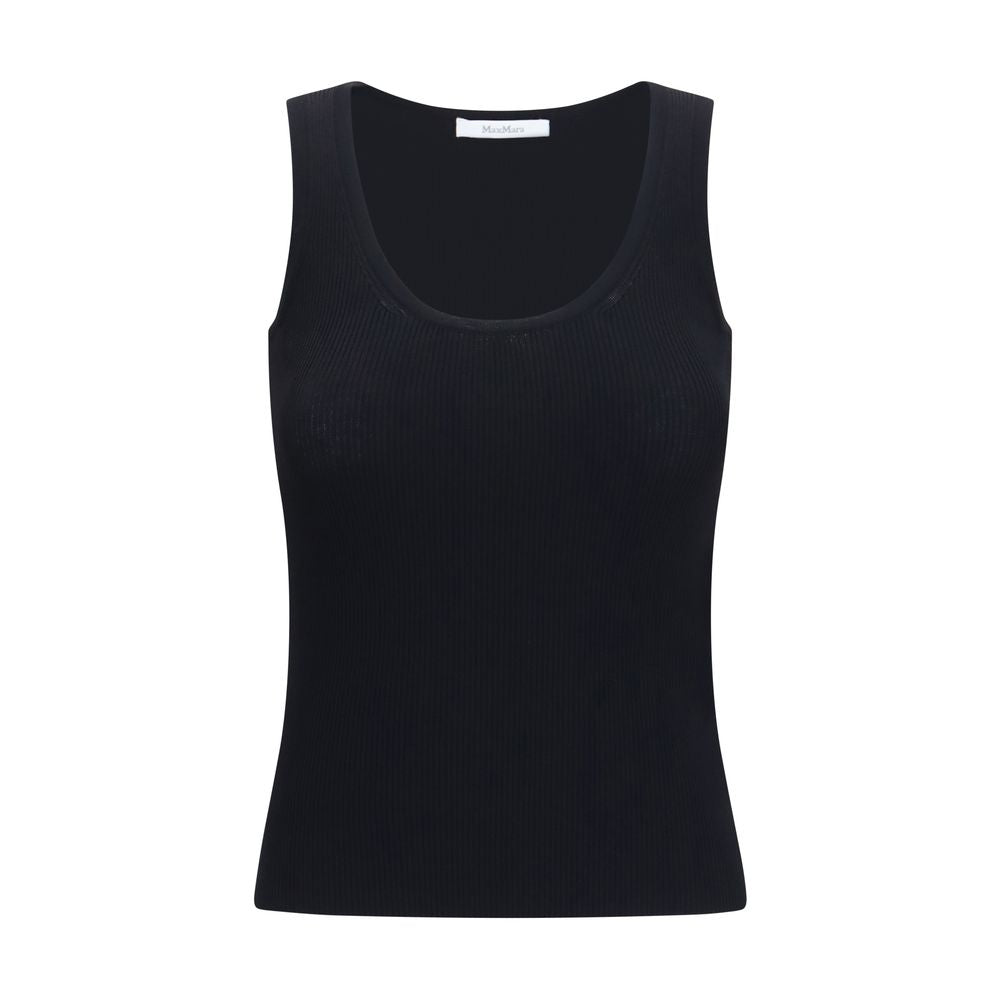 Ribbed Viscose Tank Top — Black