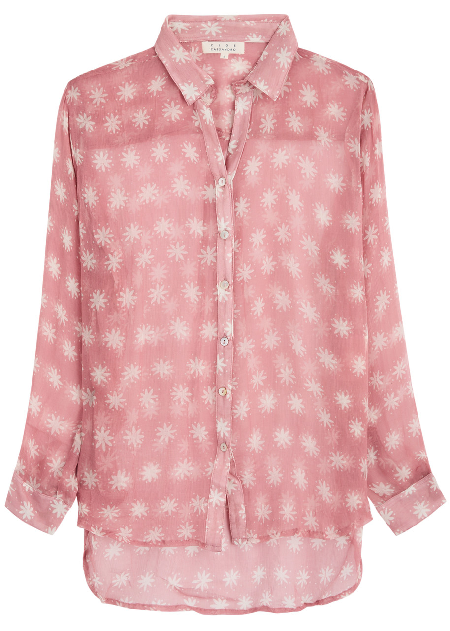 Elodie Printed Silk-georgette Shirt - Pink - L (UK14 / L)