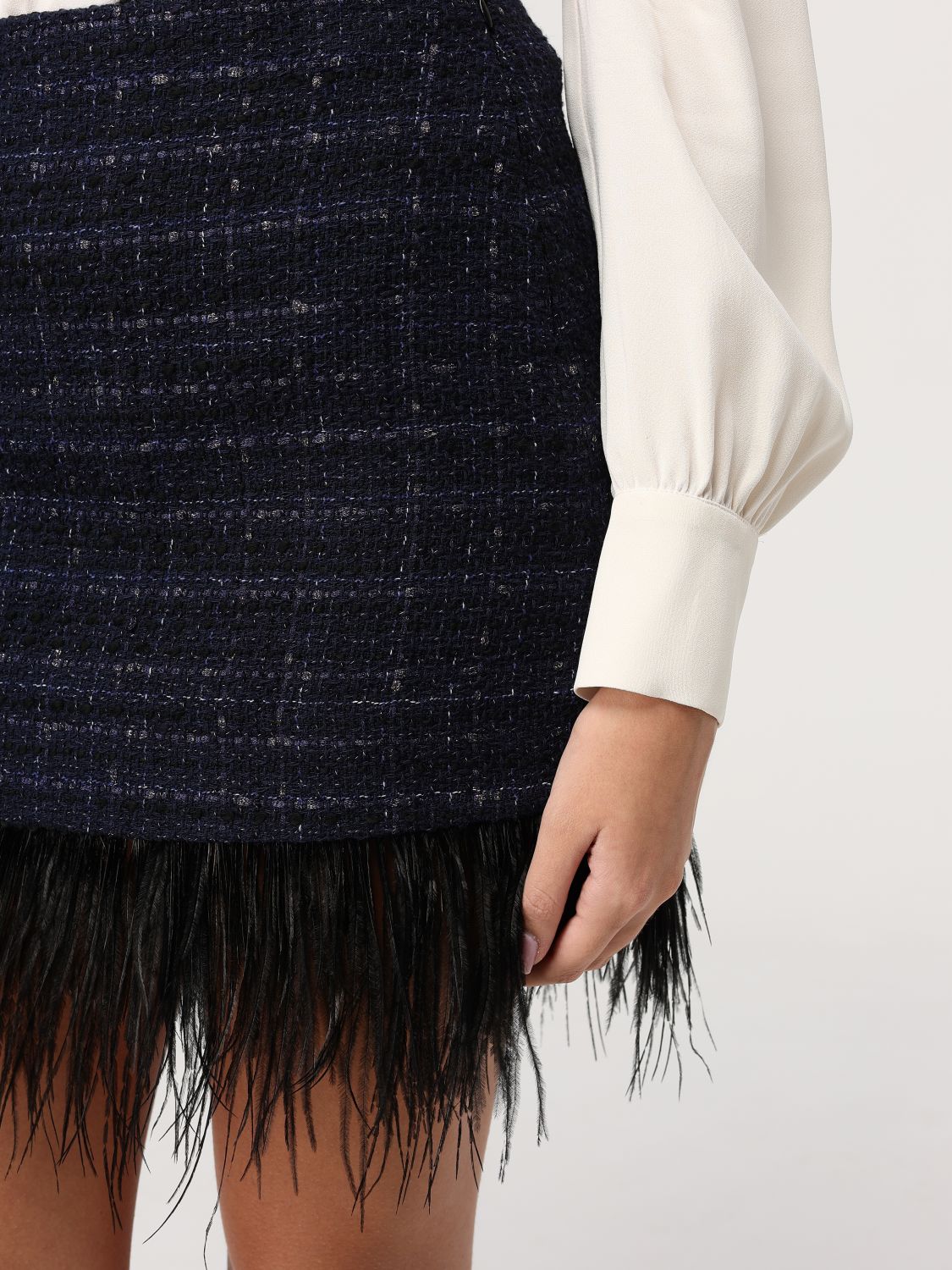 Feather-trim mini skirt - Blue