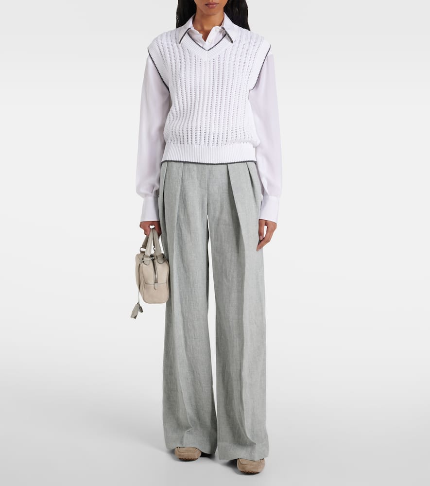 Linen-blend wide-leg pants