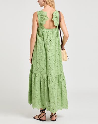 Woman Maxi dress Light green Size 5 Cotton, Polyester
