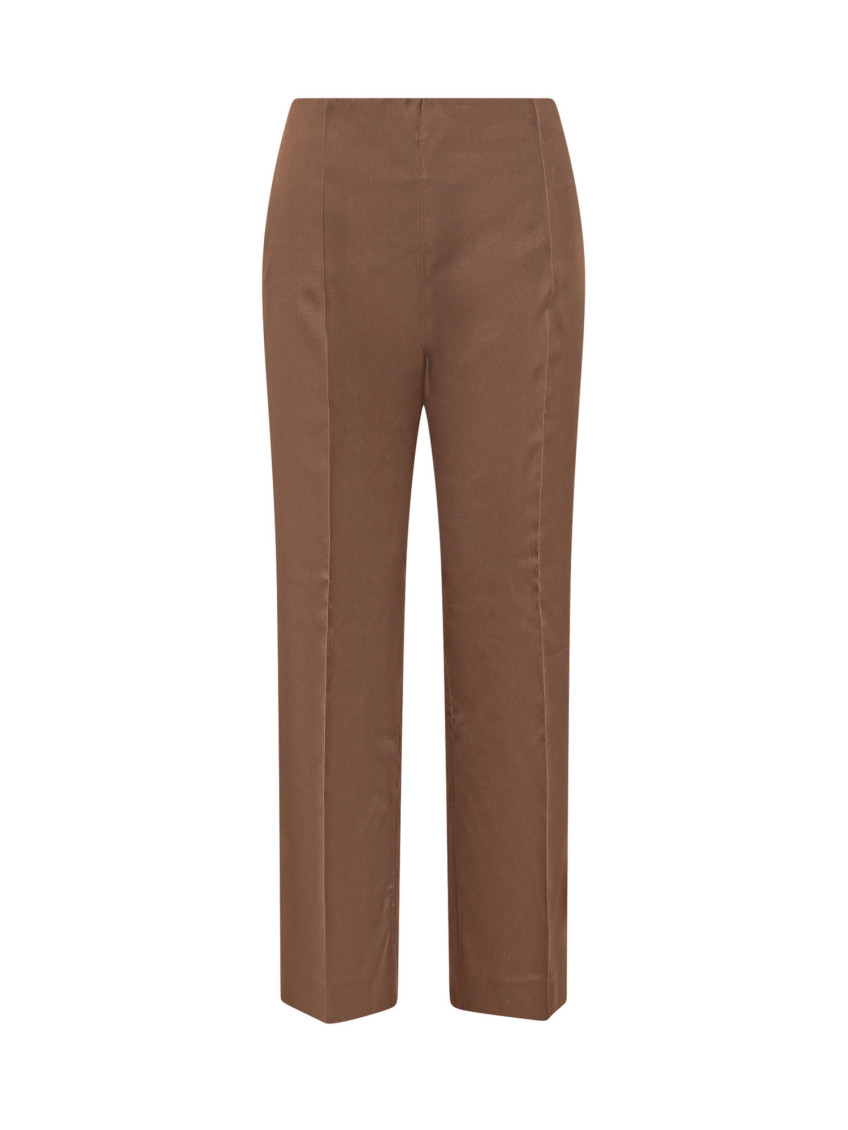 Brown Straight Flat Front Pants