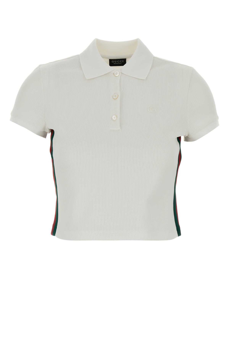Web-stripe Cropped Polo Top