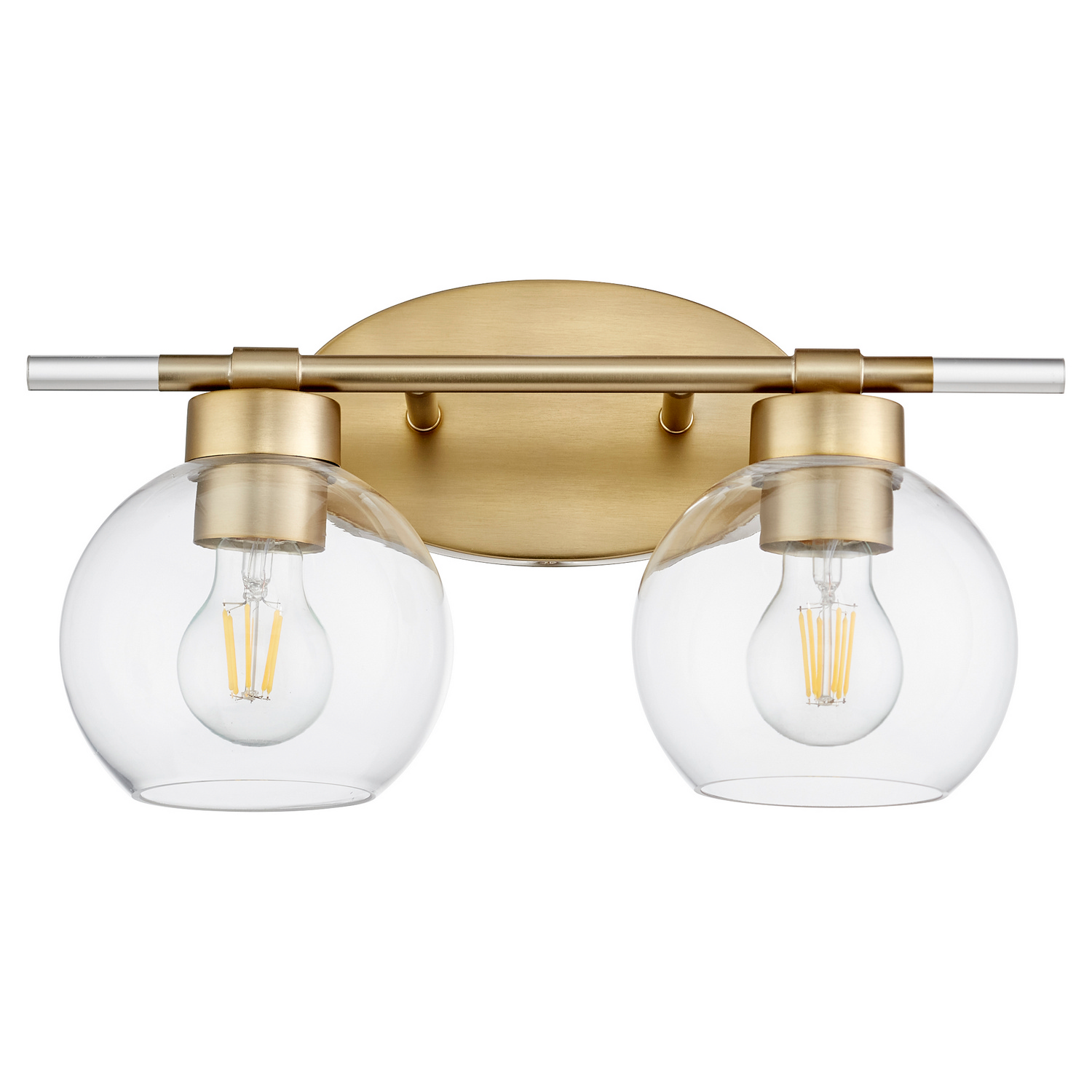 Aged Brass Two Light Vanity from the Voln Collection