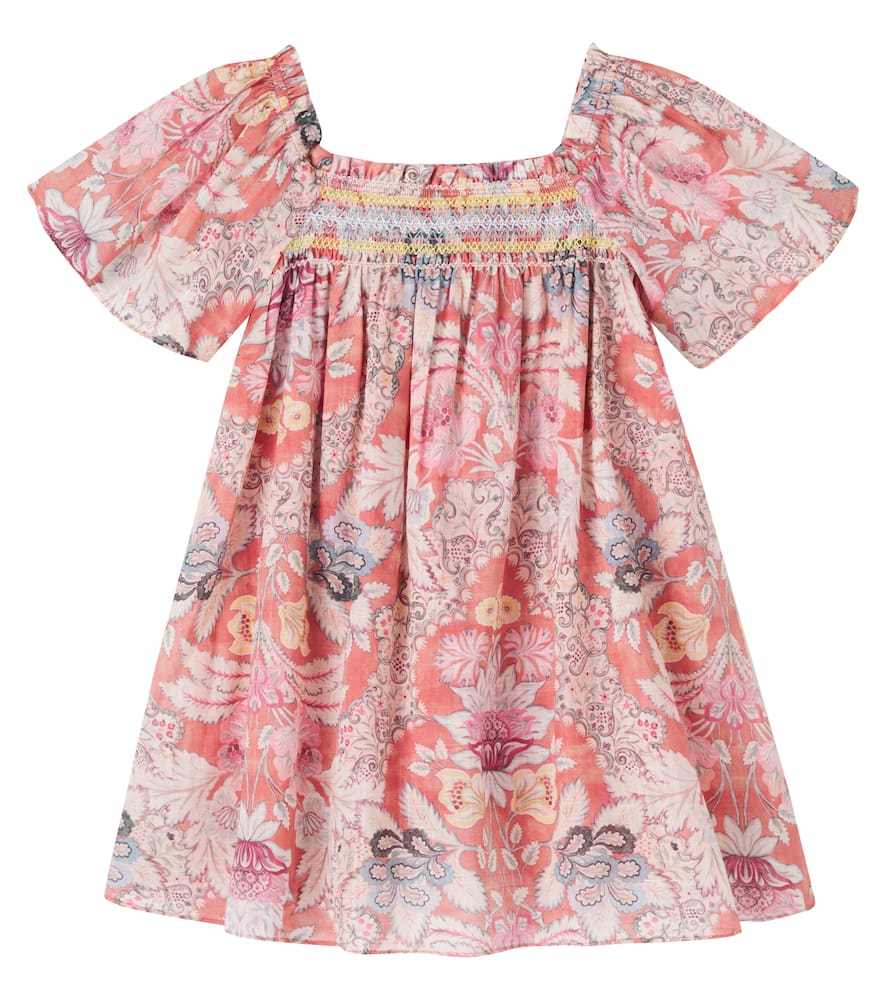 Floral shirred cotton dress