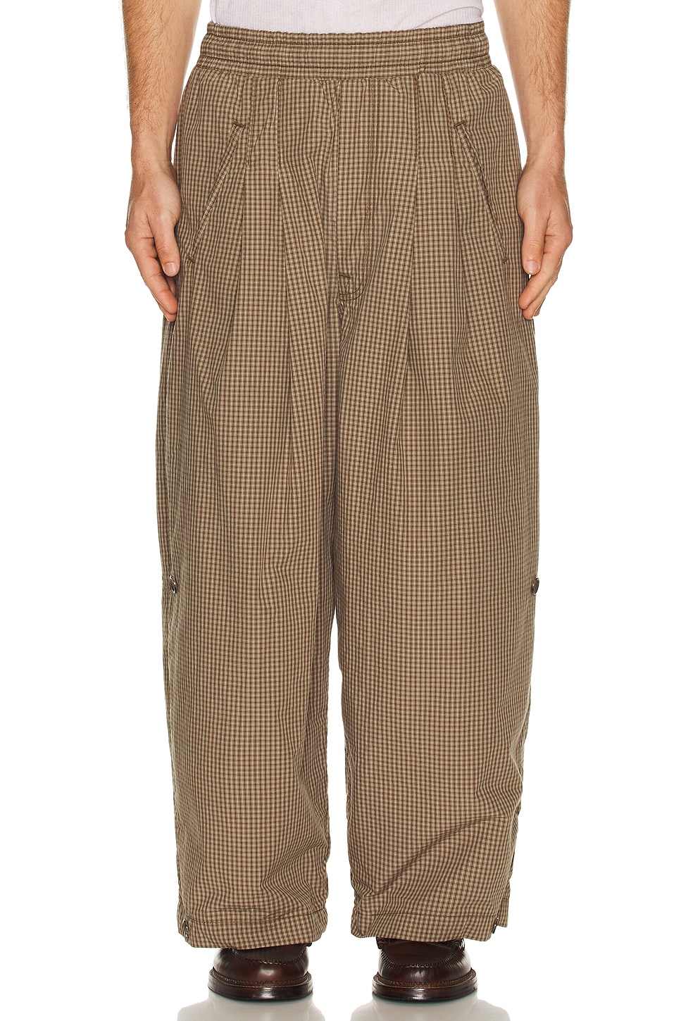 Art Community Japanese Triptych Track Pant in Taupe Plaid. XL/1X also in L