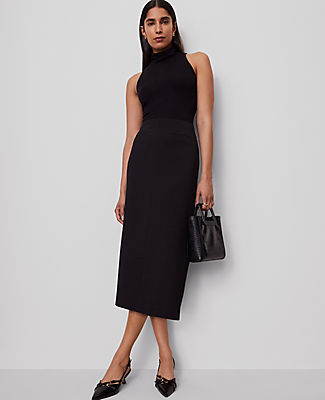 Ann Taylor Fluid Crepe Pocket Midi Skirt