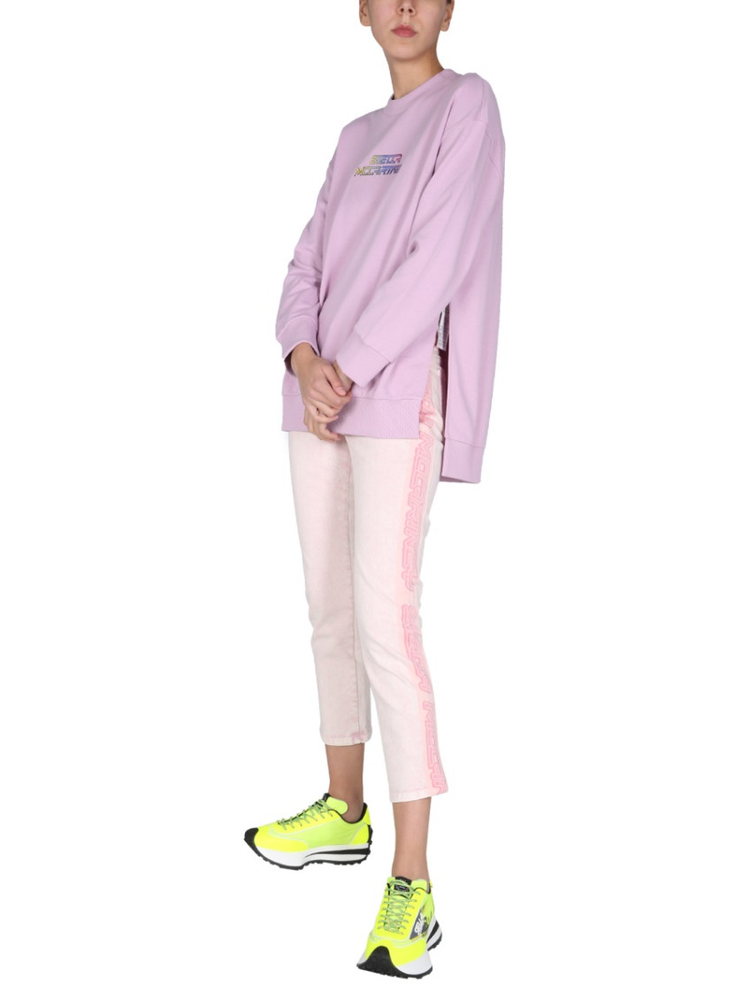 Logo-print side slit sweatshirt