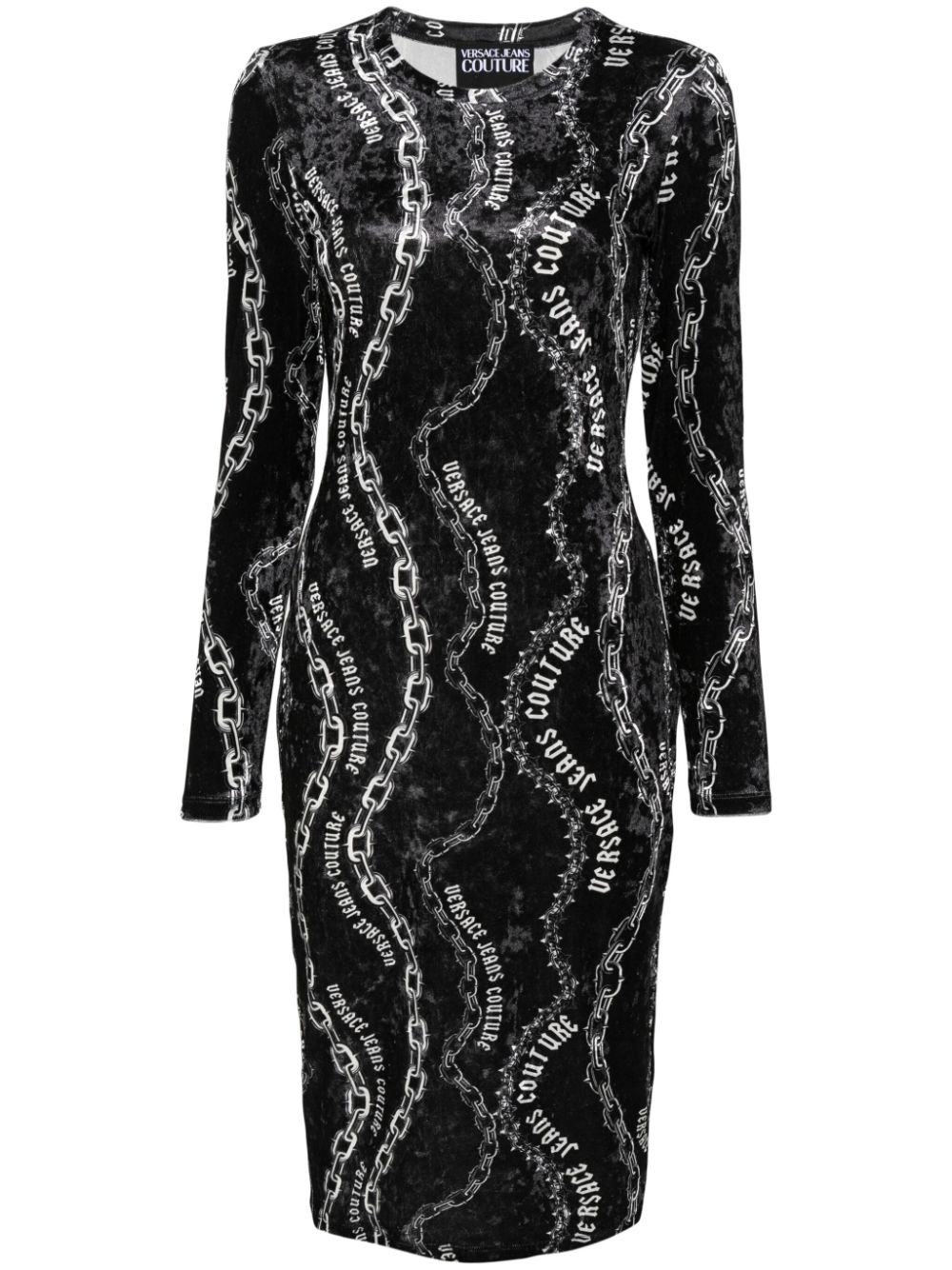 Chain Couture-print midi dress - Black