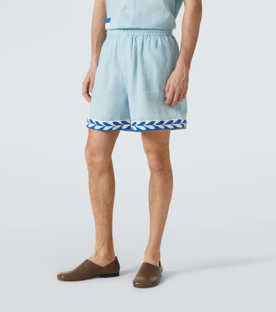 Seedling Stripe linen Bermuda shorts