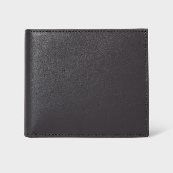 Black Leather Leather Monogrammed Billfold Wallet
