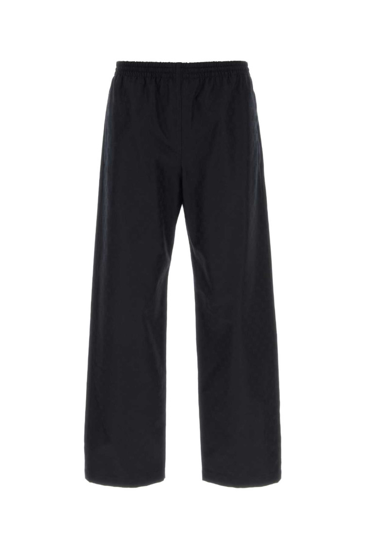 Black Nylon Solid Pyjama