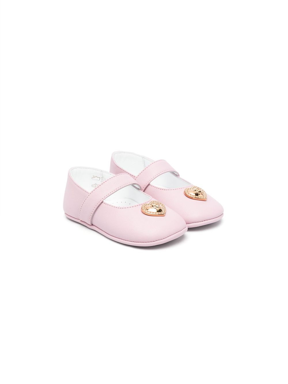 Heart-plaque detail ballerina shoes - Pink