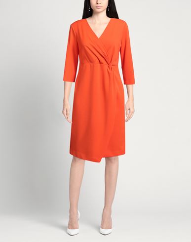 Woman Midi dress Orange Size XL Polyester, Elastane