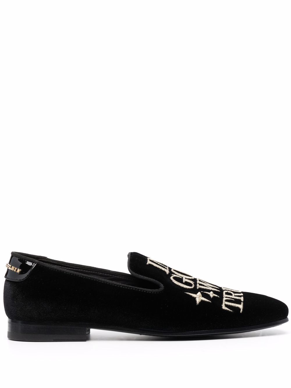 Money-embroidered velvet loafers - Black