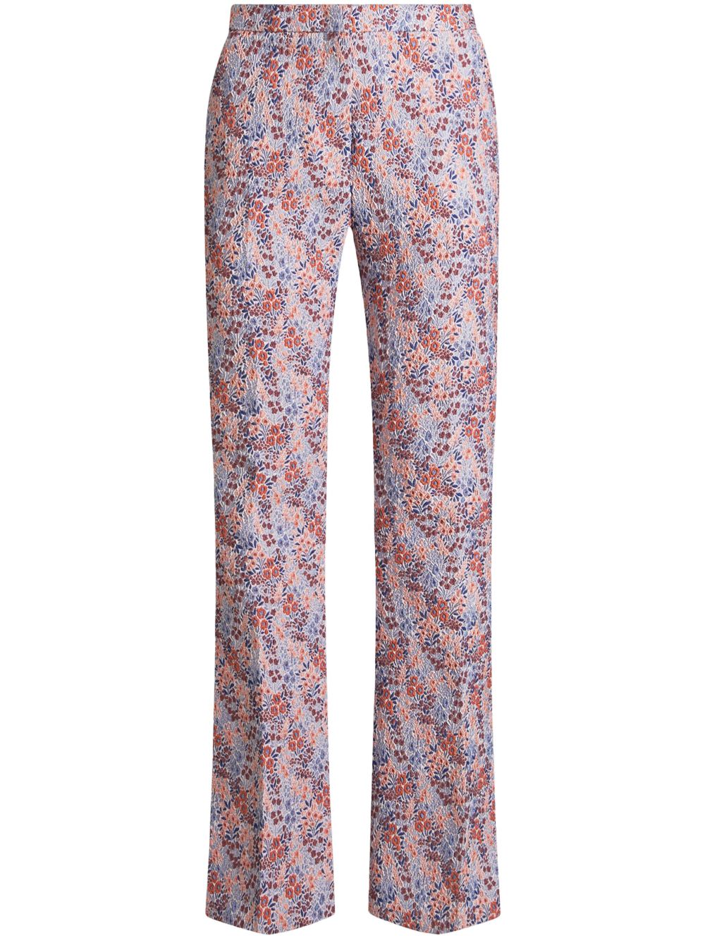 Floral-jacquard trousers - Blue