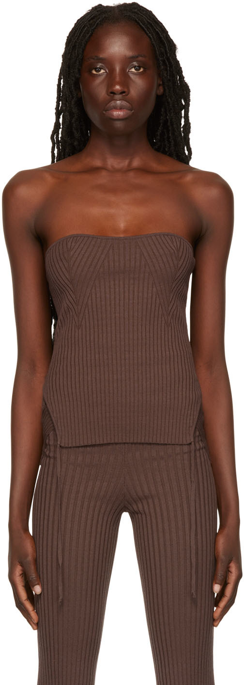 Brown ribbed camisole