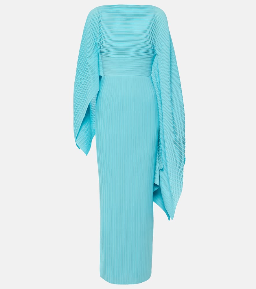 Solace London Kyla caped twill and crêpe gown