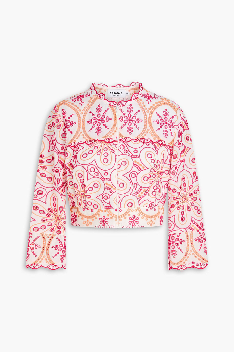 Pupe cropped broderie anglaise cotton-blend jacket - Pink - S
