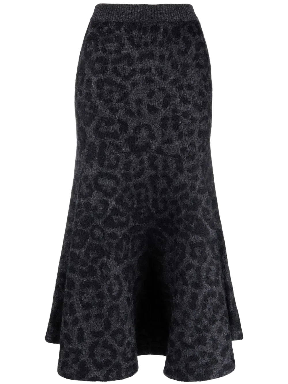 Leopard-Print Knitted Skirt — Gray