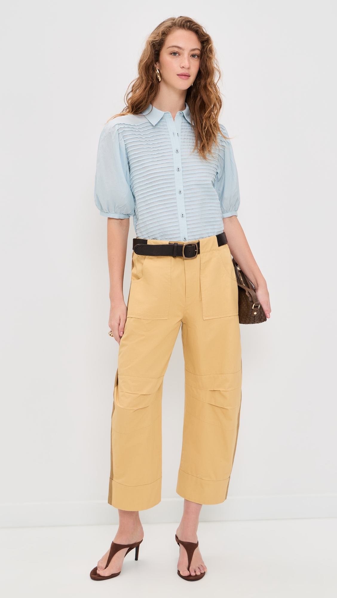 Cordelia Short Sleeve Button Up Top Adriatic