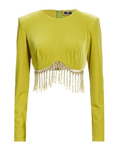 Woman Top Lime green Size 8 Polyester, Elastane, Glass, Brass