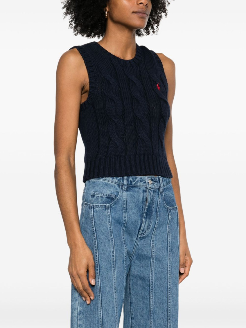 Navy Blue cable-knit vest Sweater