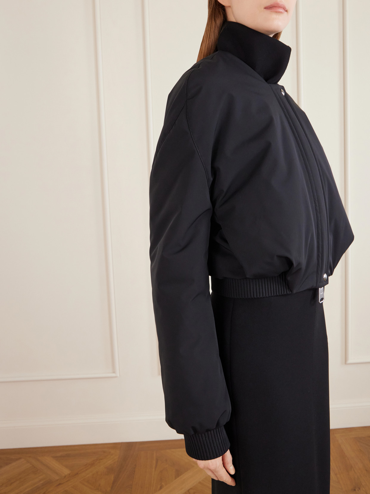 Cordan Cropped Shell Bomber Jacket - Black