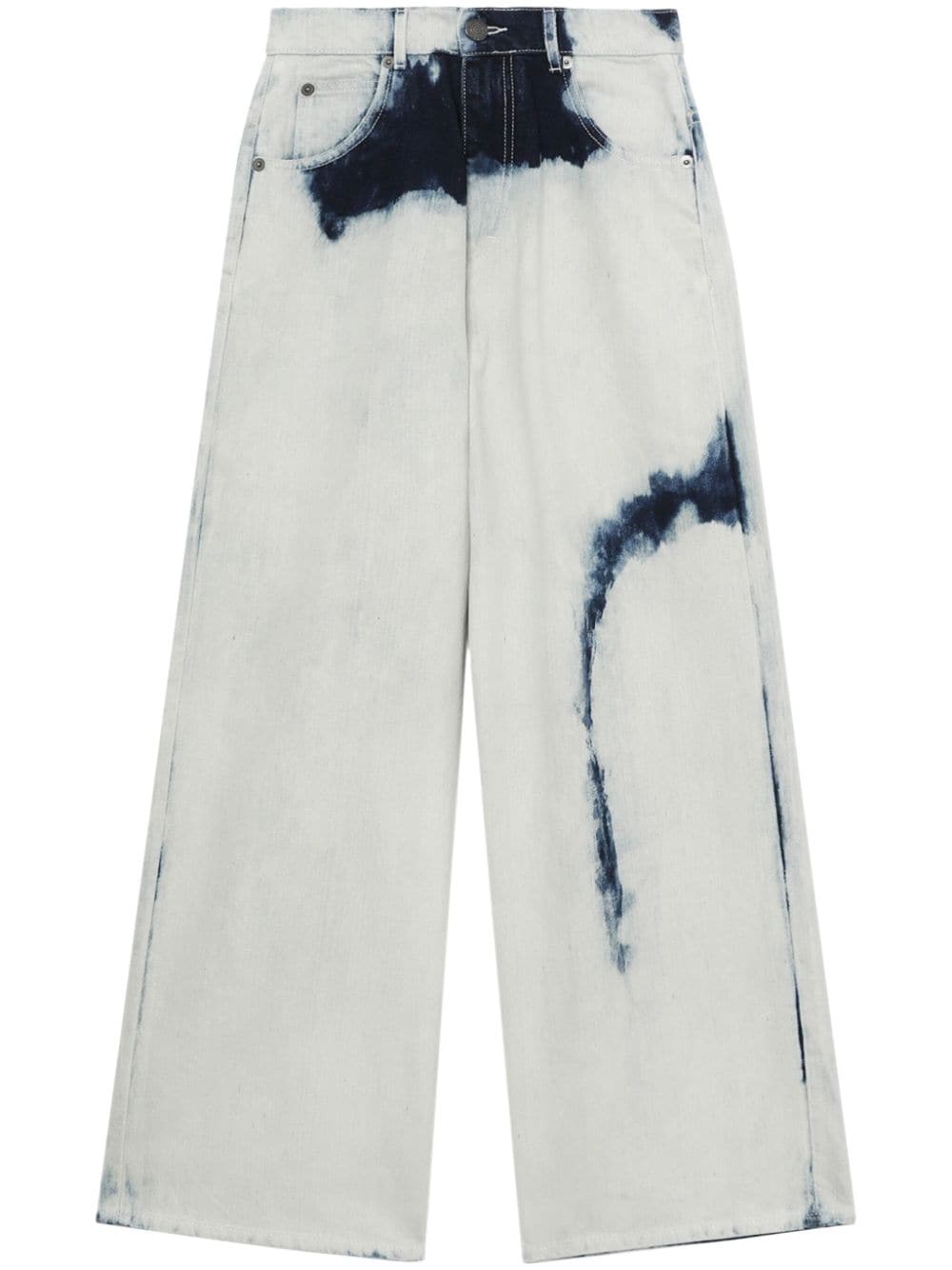 Bleached effect wide-leg jeans - White