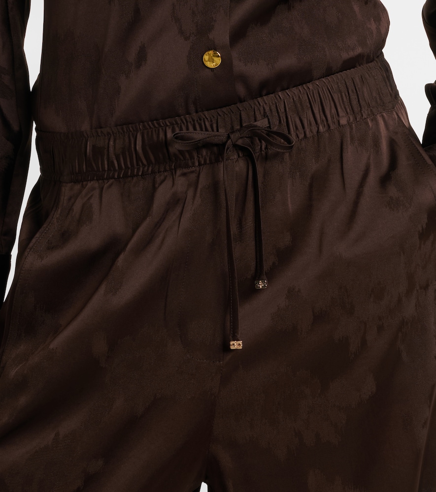 Satin jacquard wide-leg pants