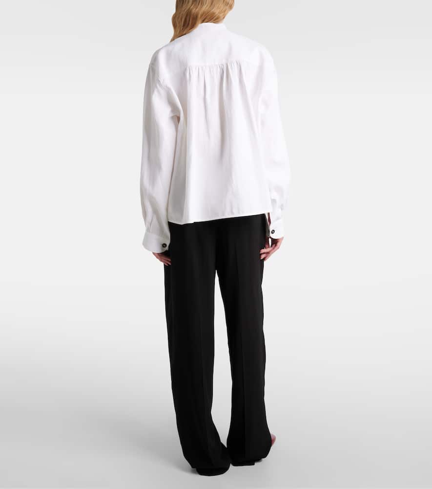 Plissé linen blouse