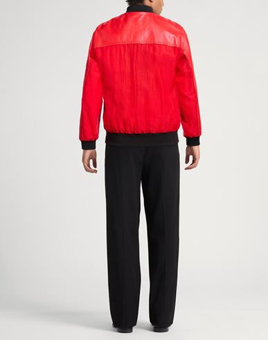 Man Jacket Red Size M Leather, Polyamide, Polyester
